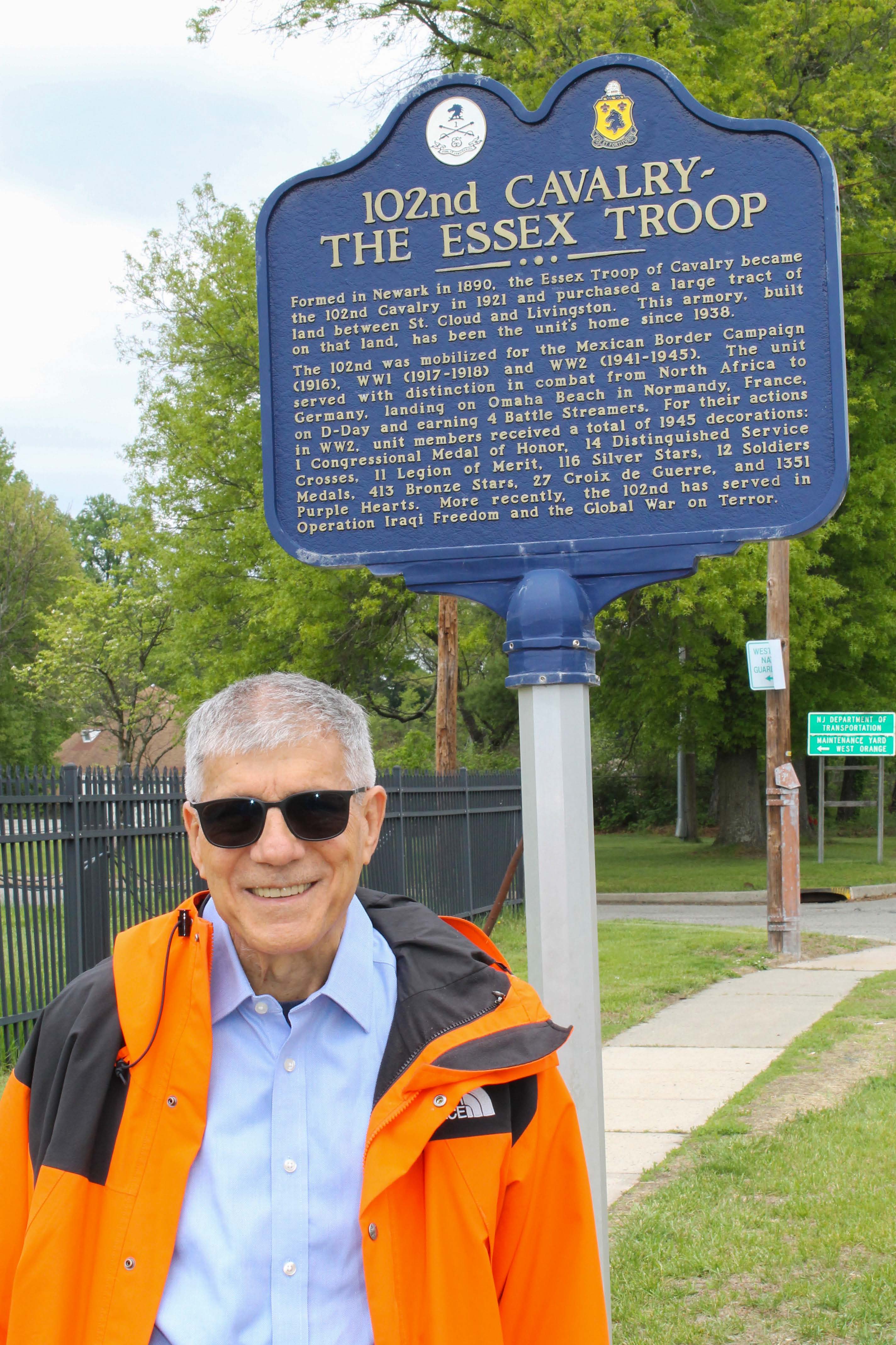 Larry Poster at the 102nd Cavalry &ndash; Essex Troop historical marker